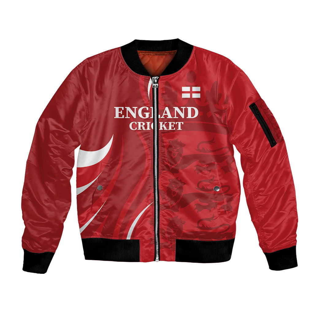 Custom England Cricket Sleeve Zip Bomber Jacket 2024 World Cup Go Champions - Wonder Print Shop
