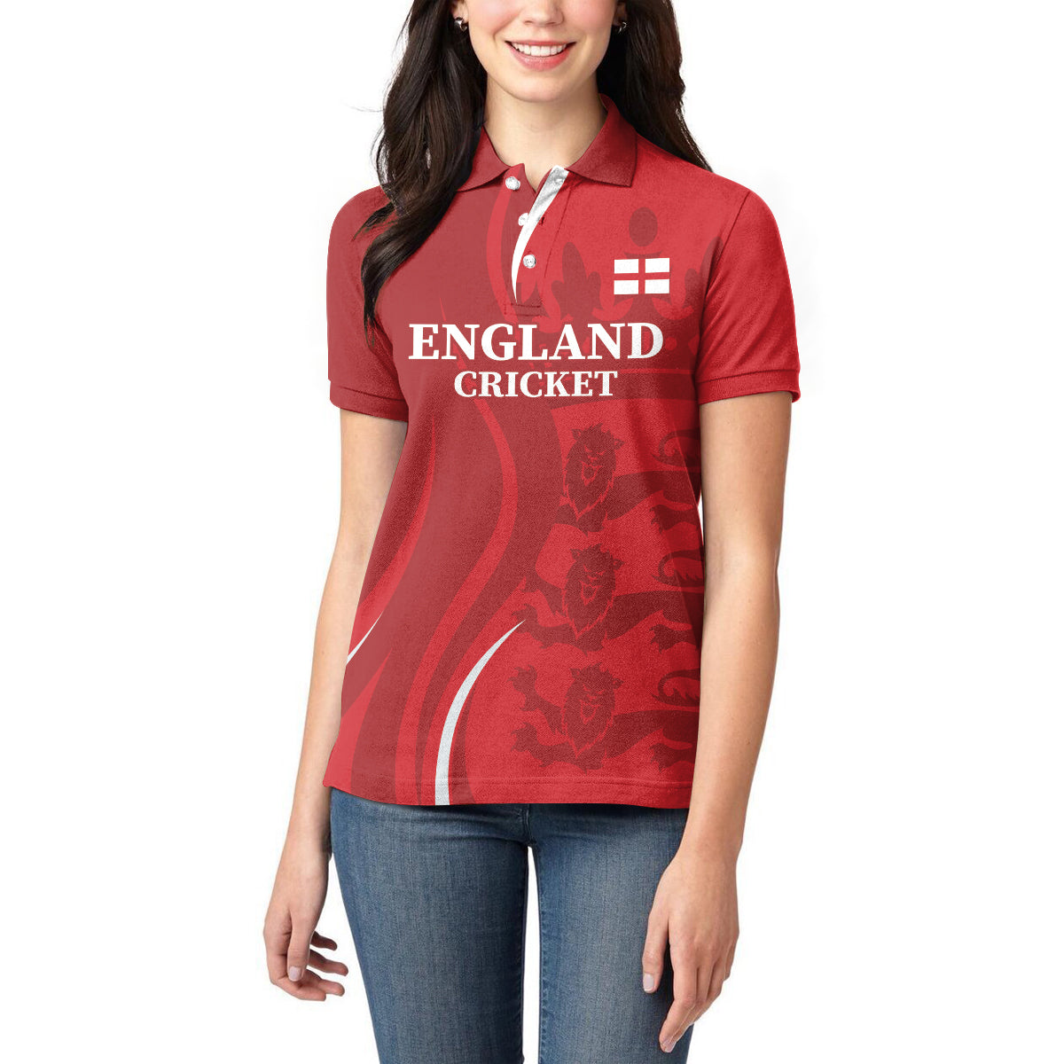 Custom England Cricket Women Polo Shirt 2024 World Cup Go Champions - Wonder Print Shop