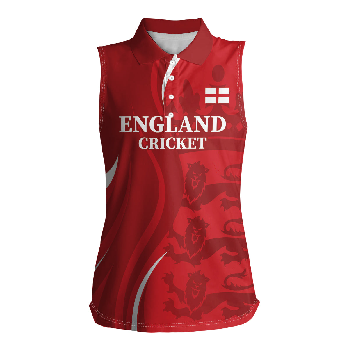 Custom England Cricket Women Sleeveless Polo Shirt 2024 World Cup Go Champions