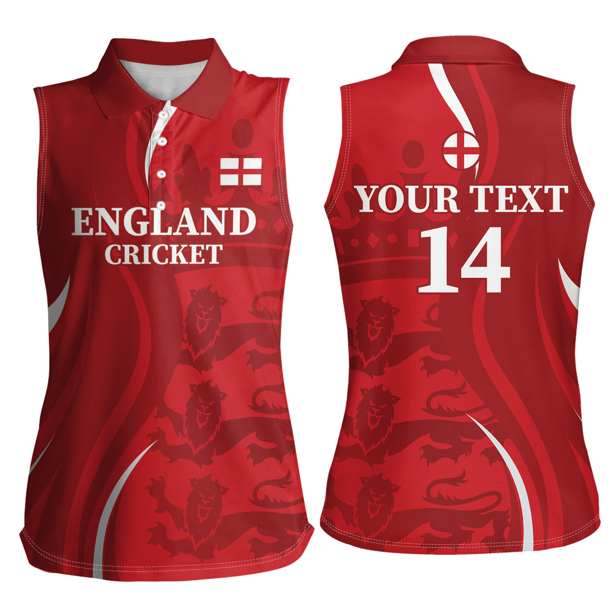Custom England Cricket Women Sleeveless Polo Shirt 2024 World Cup Go Champions - Wonder Print Shop