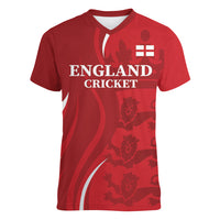 Custom England Cricket Women V-Neck T-Shirt 2024 World Cup Go Champions - Wonder Print Shop