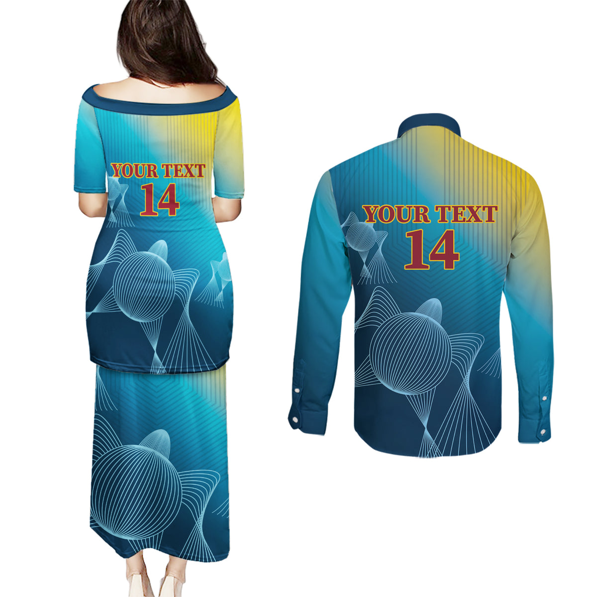 Custom Sri Lanka Cricket Couples Matching Puletasi and Long Sleeve Button Shirt 2024 World Cup Go The Lions - Wonder Print Shop