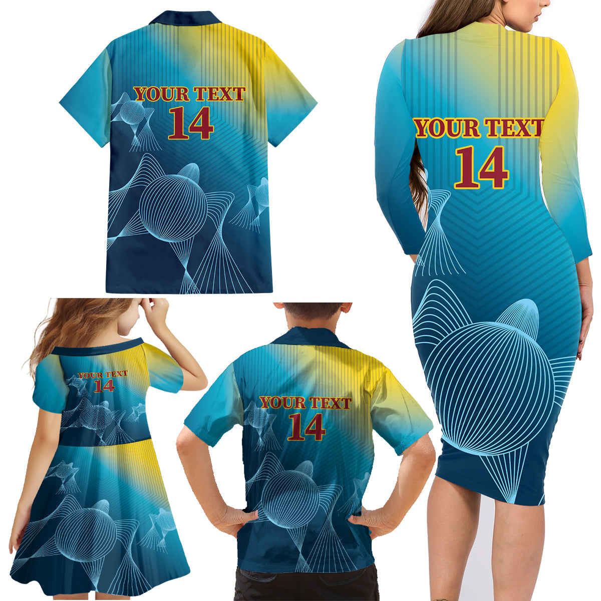 Custom Sri Lanka Cricket Family Matching Long Sleeve Bodycon Dress and Hawaiian Shirt 2024 World Cup Go The Lions - Wonder Print Shop