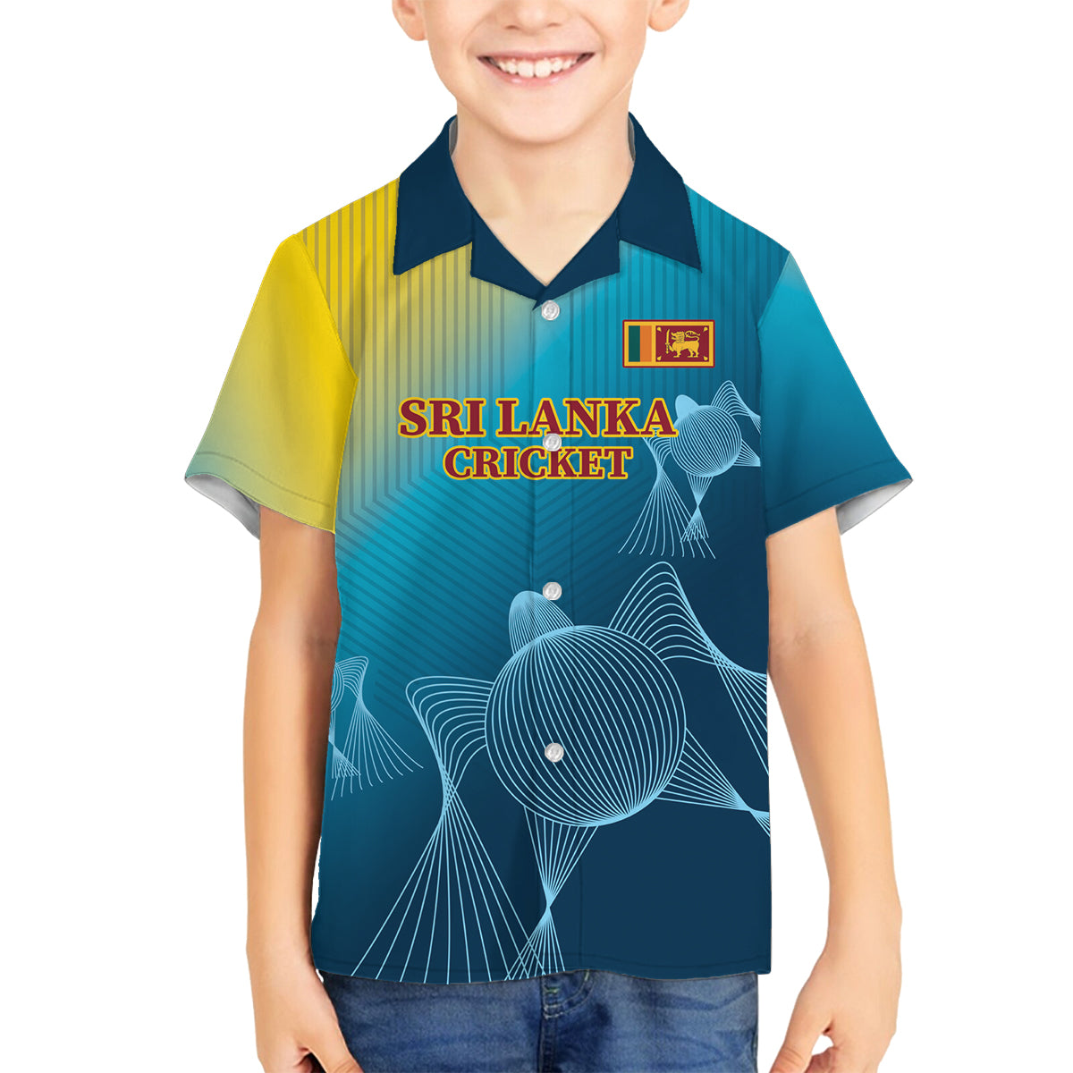 Custom Sri Lanka Cricket Family Matching Off Shoulder Short Dress and Hawaiian Shirt 2024 World Cup Go The Lions - Wonder Print Shop
