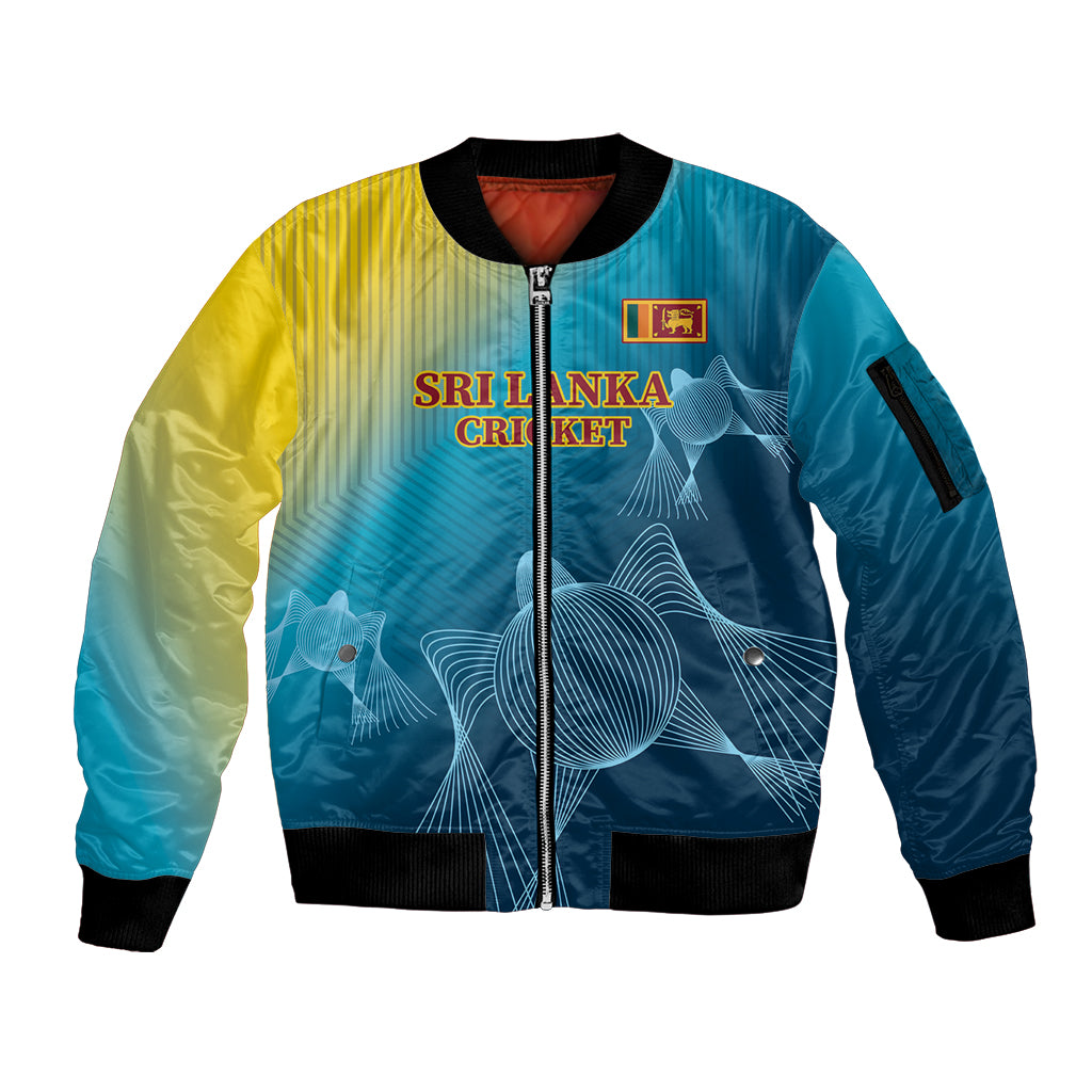 Custom Sri Lanka Cricket Sleeve Zip Bomber Jacket 2024 World Cup Go The Lions - Wonder Print Shop