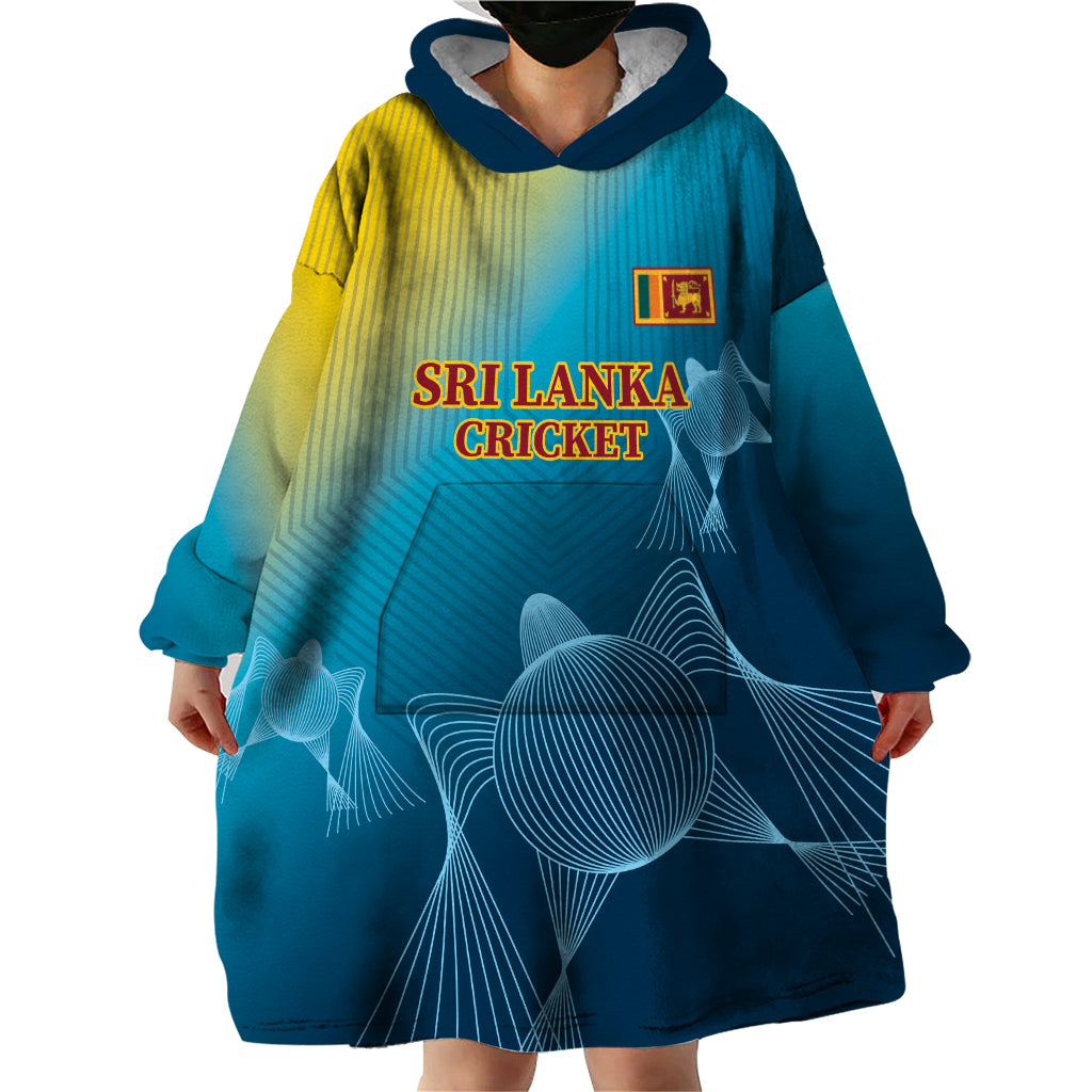 Custom Sri Lanka Cricket Wearable Blanket Hoodie 2024 World Cup Go The Lions - Wonder Print Shop