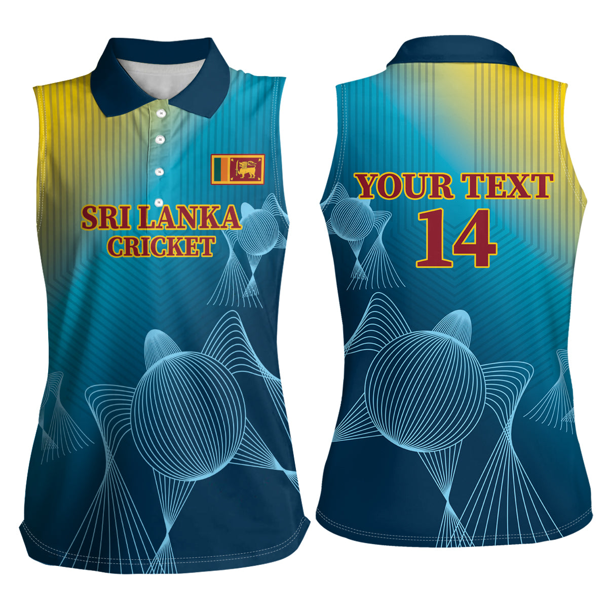 Custom Sri Lanka Cricket Women Sleeveless Polo Shirt 2024 World Cup Go The Lions - Wonder Print Shop