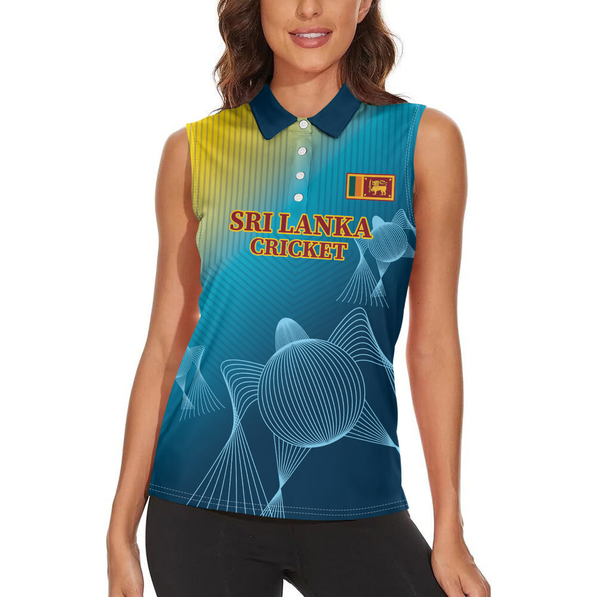 Custom Sri Lanka Cricket Women Sleeveless Polo Shirt 2024 World Cup Go The Lions - Wonder Print Shop