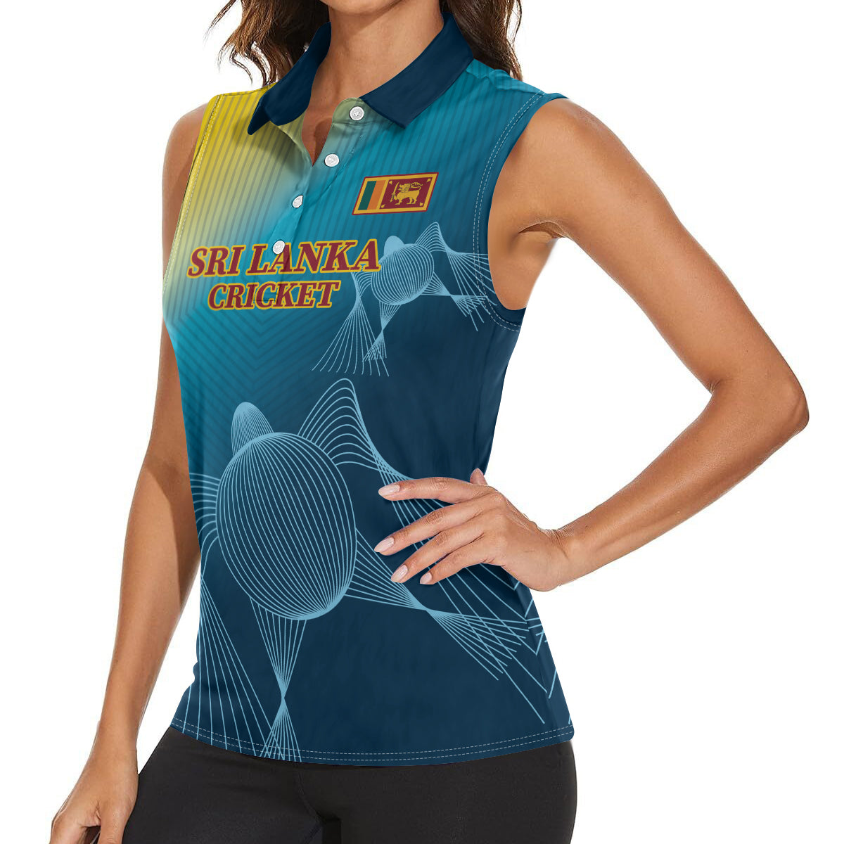 Custom Sri Lanka Cricket Women Sleeveless Polo Shirt 2024 World Cup Go The Lions - Wonder Print Shop