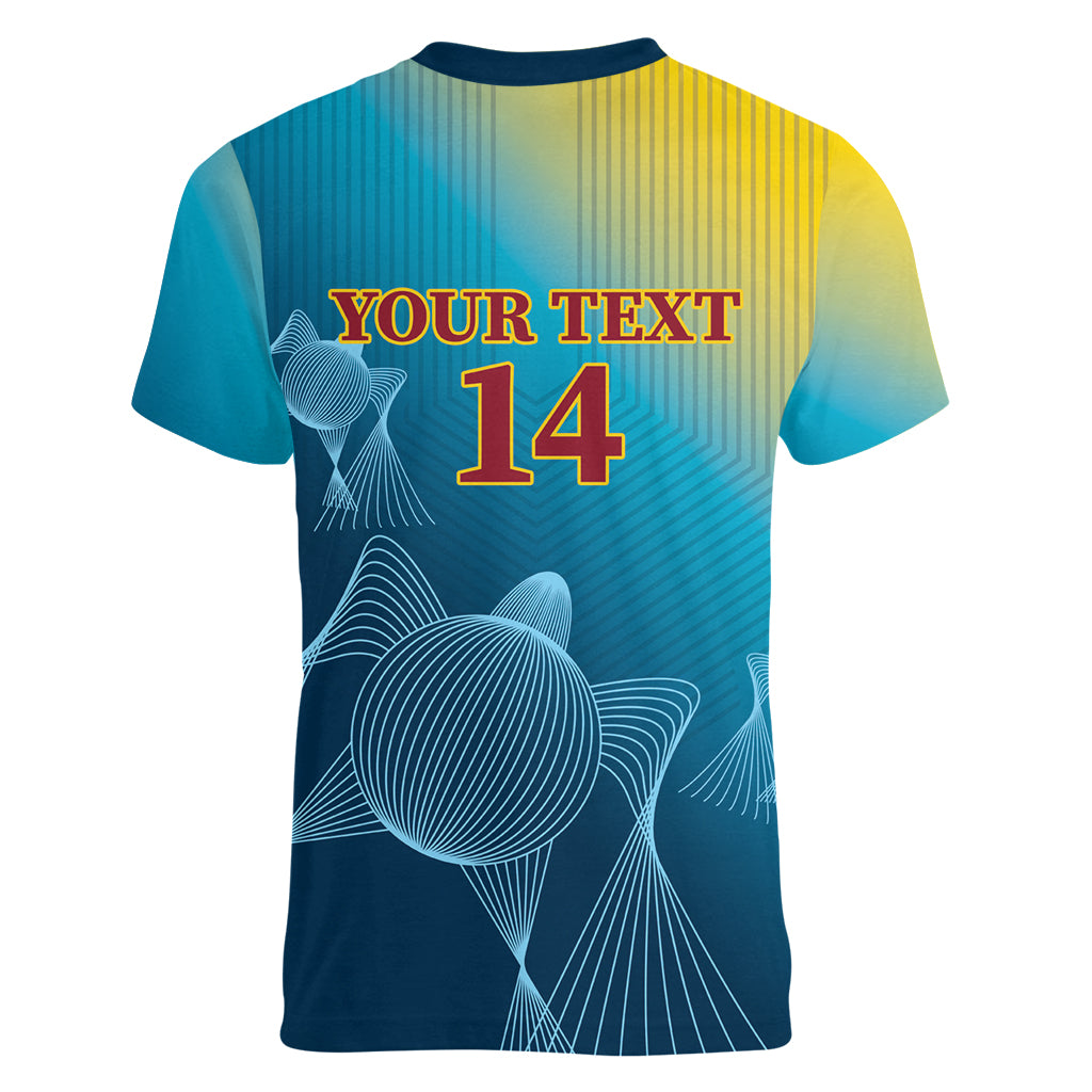 Custom Sri Lanka Cricket Women V-Neck T-Shirt 2024 World Cup Go The Lions - Wonder Print Shop