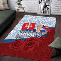 Slovakia Independence Day Area Rug Slovak Map With Rosa Slavic Pattern