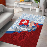 Slovakia Independence Day Area Rug Slovak Map With Rosa Slavic Pattern