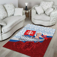 Slovakia Independence Day Area Rug Slovak Map With Rosa Slavic Pattern