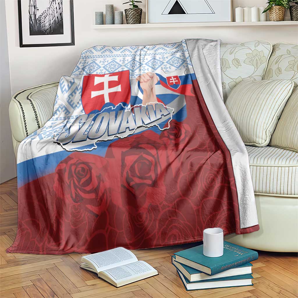 Slovakia Independence Day Blanket Slovak Map With Rosa Slavic Pattern