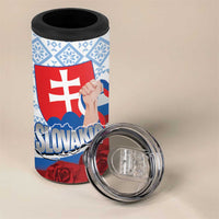 Slovakia Independence Day 4 in 1 Can Cooler Tumbler Slovak Map With Rosa Slavic Pattern