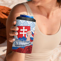 Slovakia Independence Day 4 in 1 Can Cooler Tumbler Slovak Map With Rosa Slavic Pattern