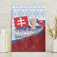 Slovakia Independence Day Canvas Wall Art Slovak Map With Rosa Slavic Pattern