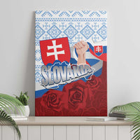 Slovakia Independence Day Canvas Wall Art Slovak Map With Rosa Slavic Pattern
