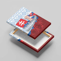Slovakia Independence Day Canvas Wall Art Slovak Map With Rosa Slavic Pattern