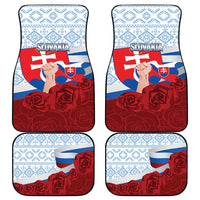 Slovakia Independence Day Car Mats Slovak Map With Rosa Slavic Pattern