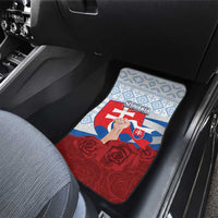 Slovakia Independence Day Car Mats Slovak Map With Rosa Slavic Pattern