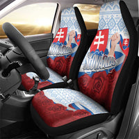 Slovakia Independence Day Car Seat Cover Slovak Map With Rosa Slavic Pattern