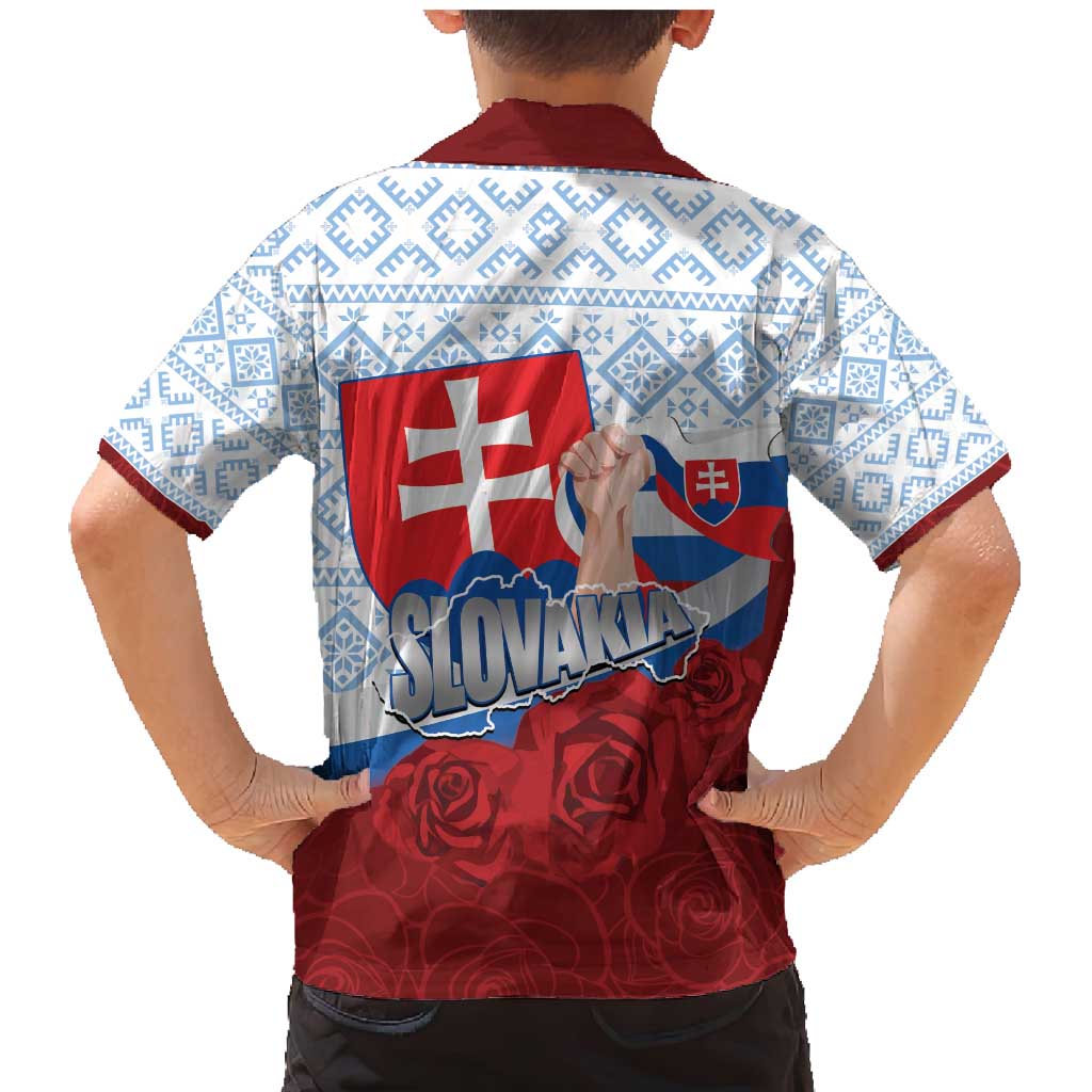 Slovakia Independence Day Family Matching Mermaid Dress and Hawaiian Shirt Slovak Map With Rosa Slavic Pattern