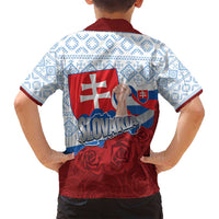 Slovakia Independence Day Family Matching Off Shoulder Maxi Dress and Hawaiian Shirt Slovak Map With Rosa Slavic Pattern