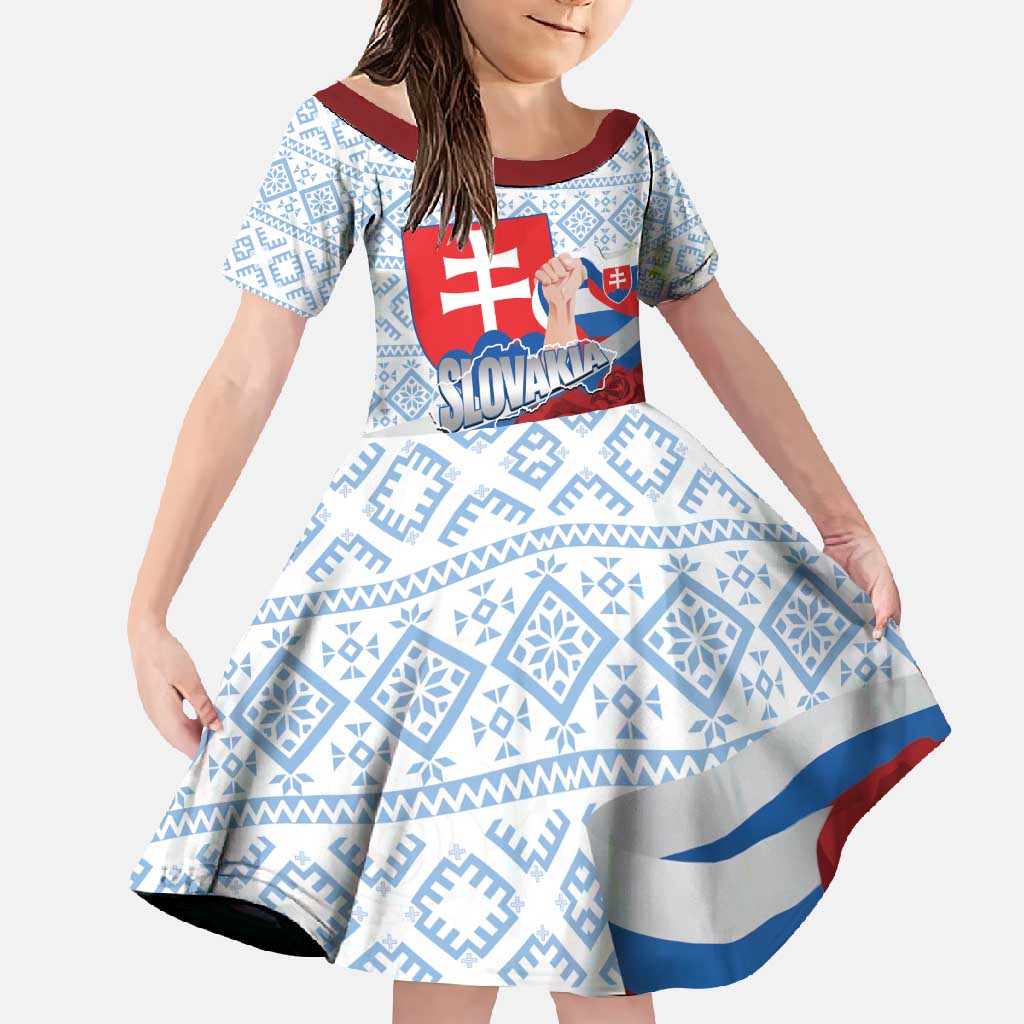 Slovakia Independence Day Family Matching Off Shoulder Maxi Dress and Hawaiian Shirt Slovak Map With Rosa Slavic Pattern