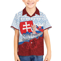 Slovakia Independence Day Family Matching Off Shoulder Maxi Dress and Hawaiian Shirt Slovak Map With Rosa Slavic Pattern