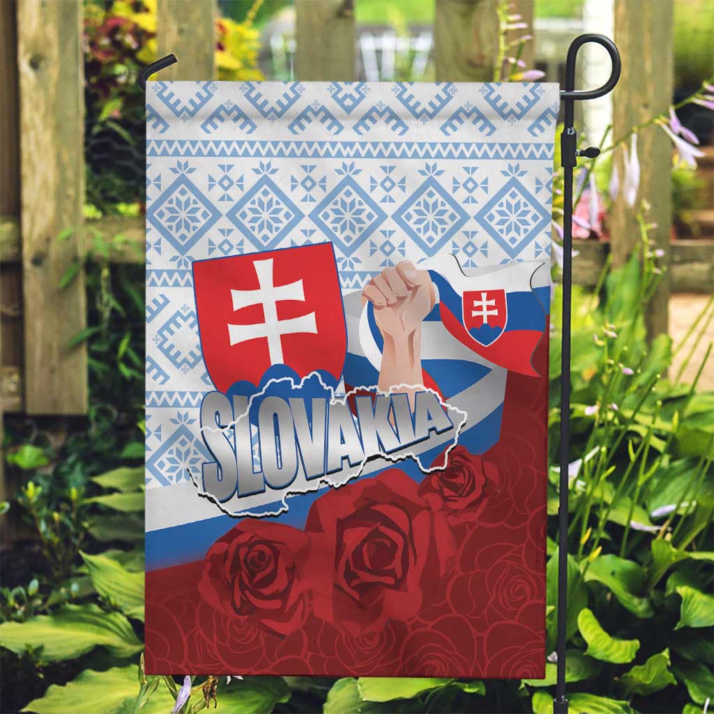Slovakia Independence Day Garden Flag Slovak Map With Rosa Slavic Pattern