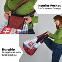 Slovakia Independence Day Grocery Bag Slovak Map With Rosa Slavic Pattern