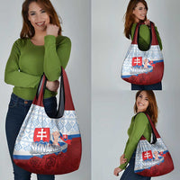Slovakia Independence Day Grocery Bag Slovak Map With Rosa Slavic Pattern