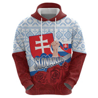 Slovakia Independence Day Hoodie Slovak Map With Rosa Slavic Pattern