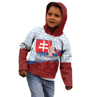 Slovakia Independence Day Kid Hoodie Slovak Map With Rosa Slavic Pattern