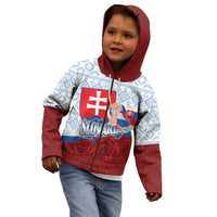 Slovakia Independence Day Kid Hoodie Slovak Map With Rosa Slavic Pattern