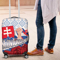 Slovakia Independence Day Luggage Cover Slovak Map With Rosa Slavic Pattern
