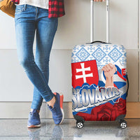 Slovakia Independence Day Luggage Cover Slovak Map With Rosa Slavic Pattern