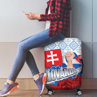 Slovakia Independence Day Luggage Cover Slovak Map With Rosa Slavic Pattern