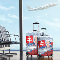 Slovakia Independence Day Luggage Cover Slovak Map With Rosa Slavic Pattern