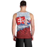 Slovakia Independence Day Men Tank Top Slovak Map With Rosa Slavic Pattern