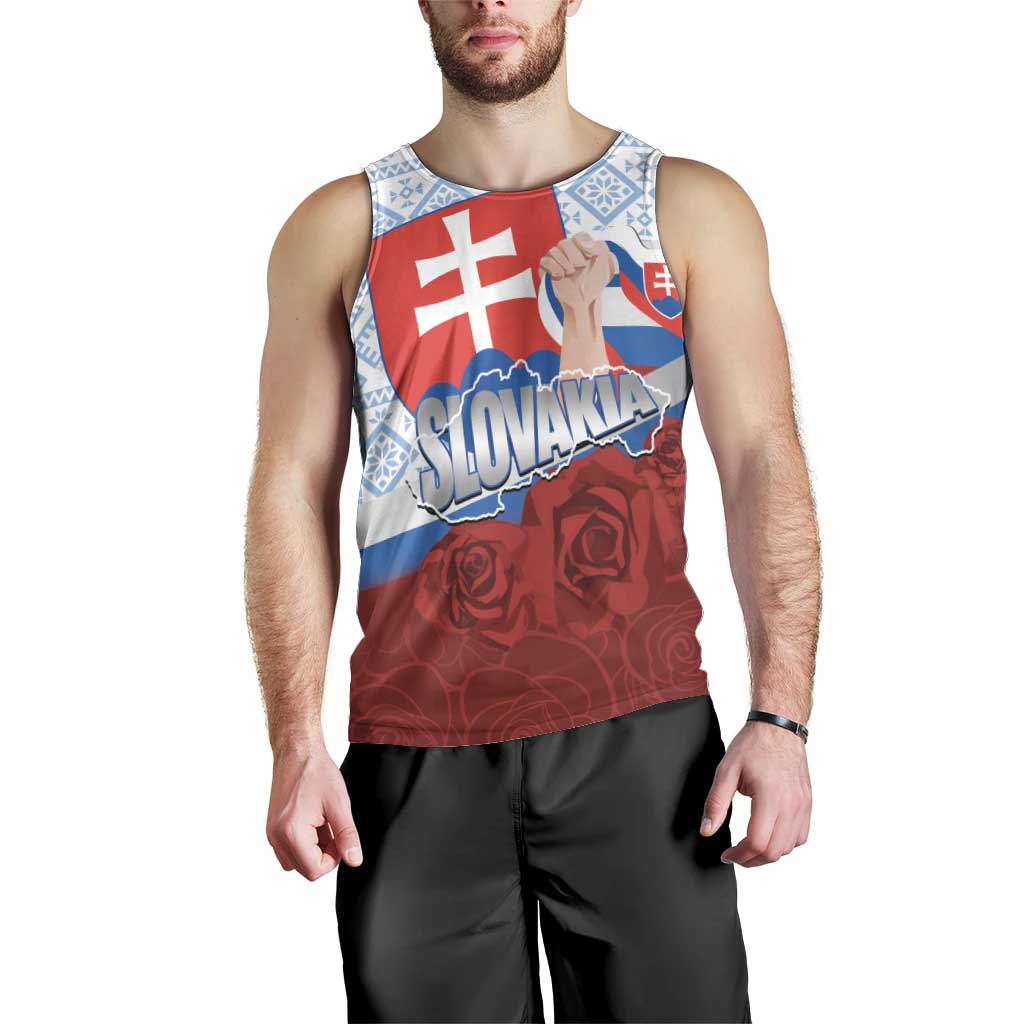 Slovakia Independence Day Men Tank Top Slovak Map With Rosa Slavic Pattern
