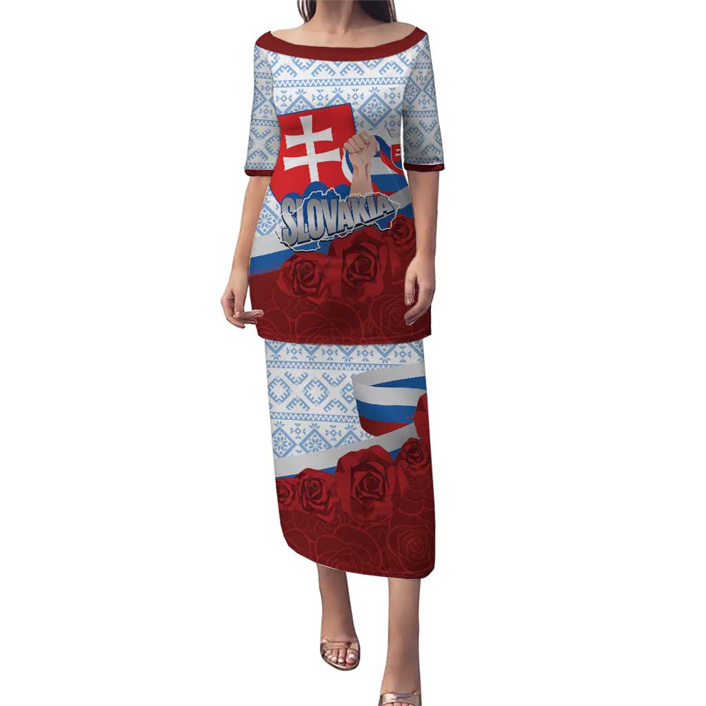 Slovakia Independence Day Puletasi Slovak Map With Rosa Slavic Pattern
