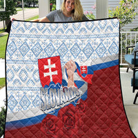 Slovakia Independence Day Quilt Slovak Map With Rosa Slavic Pattern