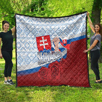Slovakia Independence Day Quilt Slovak Map With Rosa Slavic Pattern