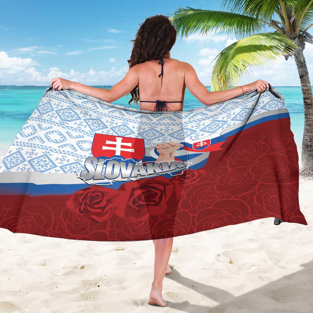 Slovakia Independence Day Sarong Slovak Map With Rosa Slavic Pattern