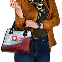 Slovakia Independence Day Shoulder Handbag Slovak Map With Rosa Slavic Pattern