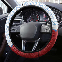 Slovakia Independence Day Steering Wheel Cover Slovak Map With Rosa Slavic Pattern