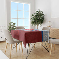 Slovakia Independence Day Tablecloth Slovak Map With Rosa Slavic Pattern