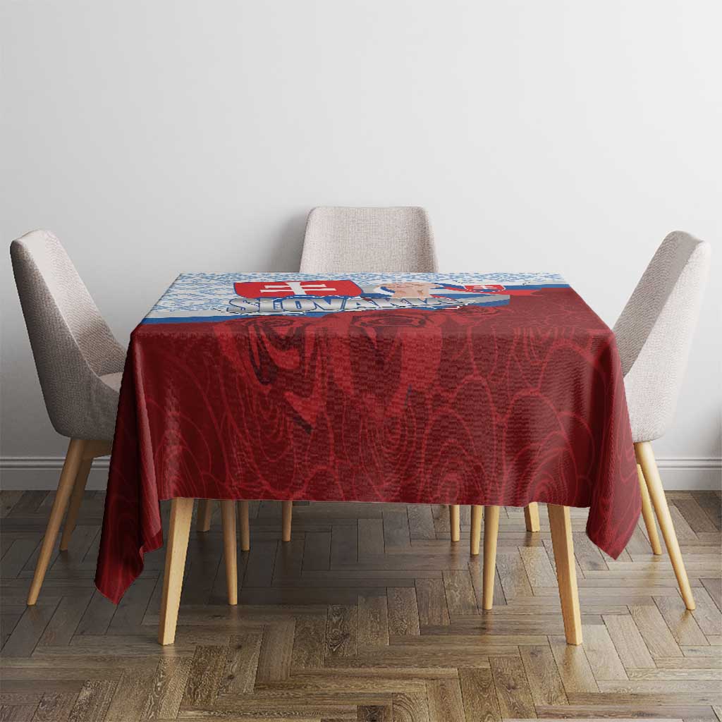 Slovakia Independence Day Tablecloth Slovak Map With Rosa Slavic Pattern